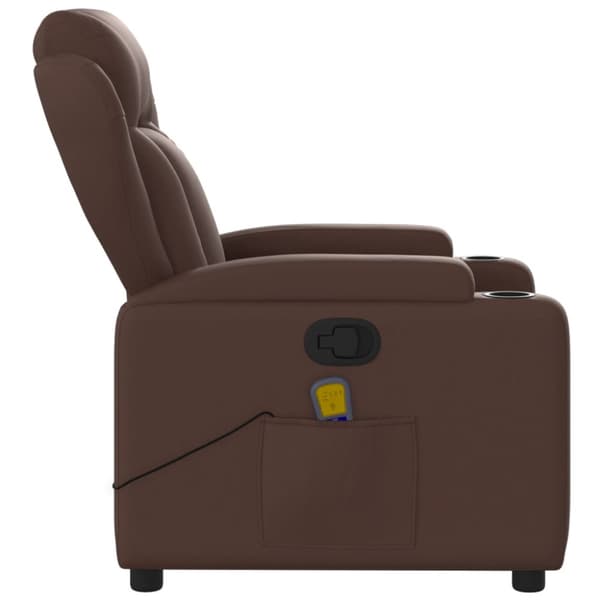 Massagefåtölj brun konstläder