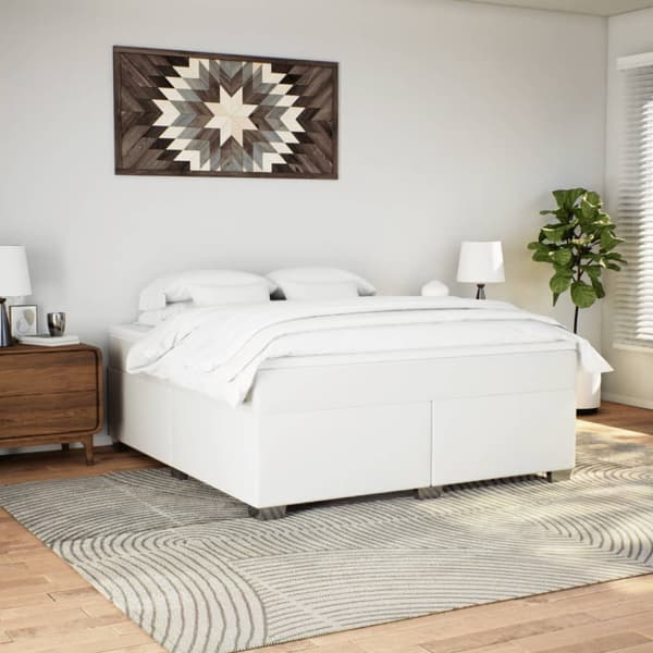Ramsäng med madrass vit 180x200 cm konstläder