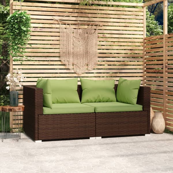 Soffa 2-sits med dynor konstrotting brun