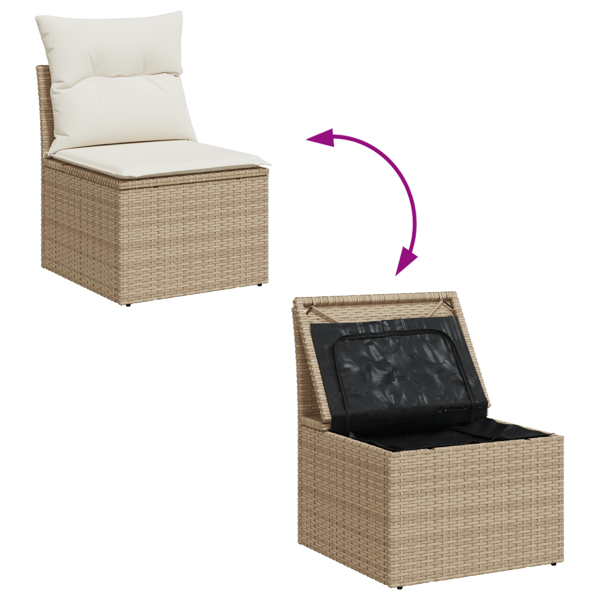 Trädgårdsoffset med kudde 9 pcs Beige och gräddfärgad
