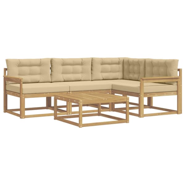 Utomhussoffset 5 pcs Vit och Beige 79 x 79 x 37 cm Polyester