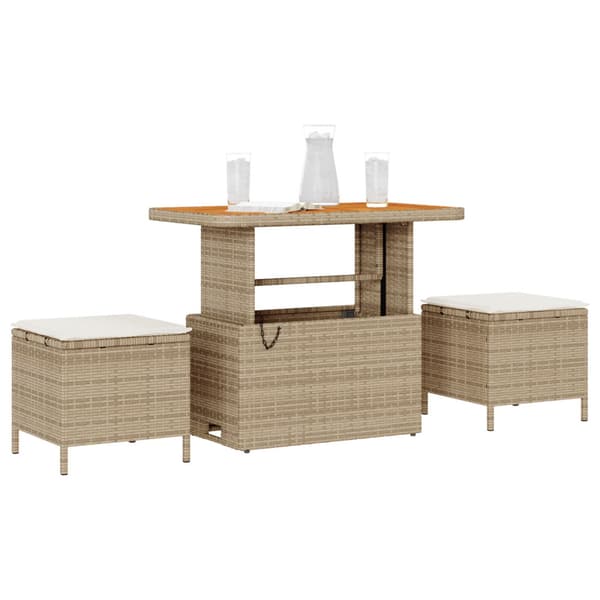 Trädgårdsmöbelset Beige konstrotting