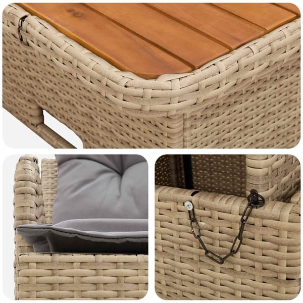 Trädgårdsarmsoffa med lyftbord 2 Stycke Beige och Ljusgrå