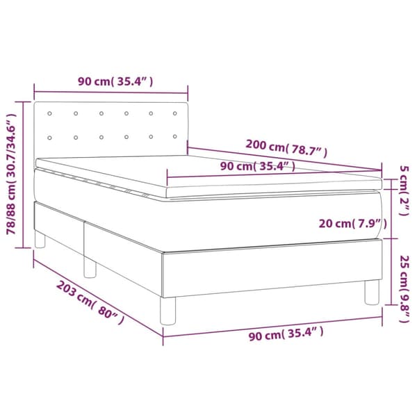 Ramsäng med madrass grå 90x200 cm konstläder