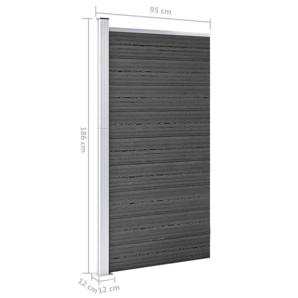 Staketpanel WPC 95x186 cm svart