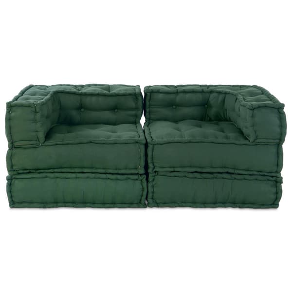Modulsofa enhet 2 pcs Grön 140 x 70 x 56 cm Tyg