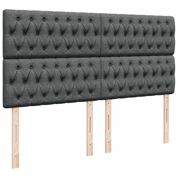 Ramsäng med madrass mörkgrå 200x200 cm tyg