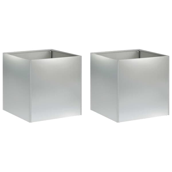 Trädgårdsplanterare 2 st Silver 20 x 20 x 20 cm