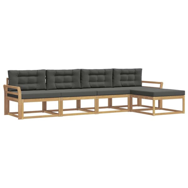 Utomhussoffset med kudde 4 pcs Vit och antracit Polyester