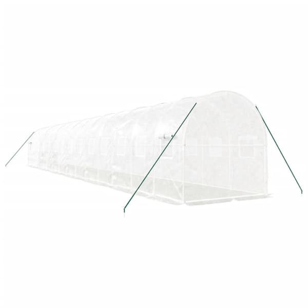 Växthus med stålram vit 28 m² 14x2x2 m