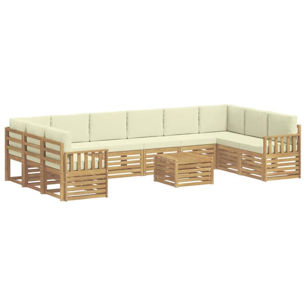 Utomhussoffset 8 pcs Vit och grädde 59 x 59 x 37 cm Polyester
