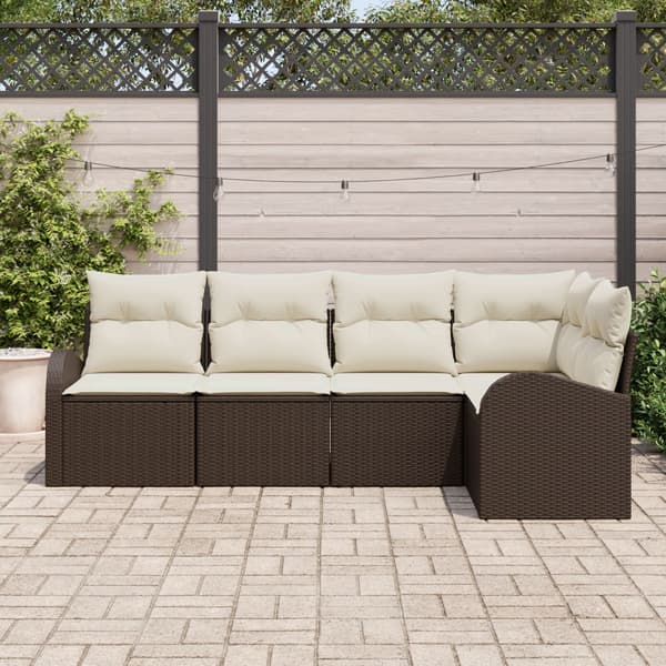 Soffset med kudde 5 pcs Brun Polyester