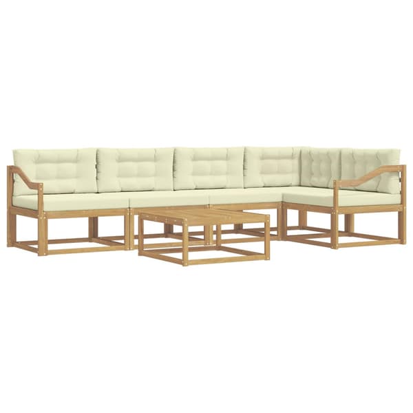 Utomhussoffset 6 pcs Vit och grädde 79 x 79 x 37 cm Polyester