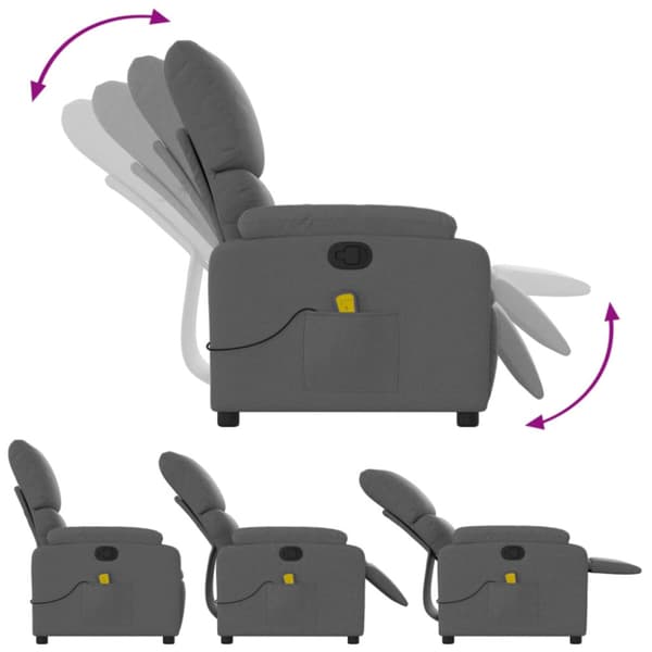 Massagefåtölj mörkgrå tyg