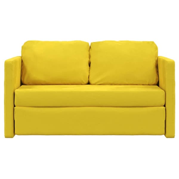 Golvbäddsoffa 2-i-1 mörkgul 122x204x55 cm sammet