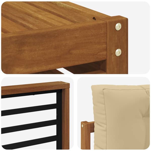 Utomhussoffset med kudde 7 pcs Naturlig och Beige