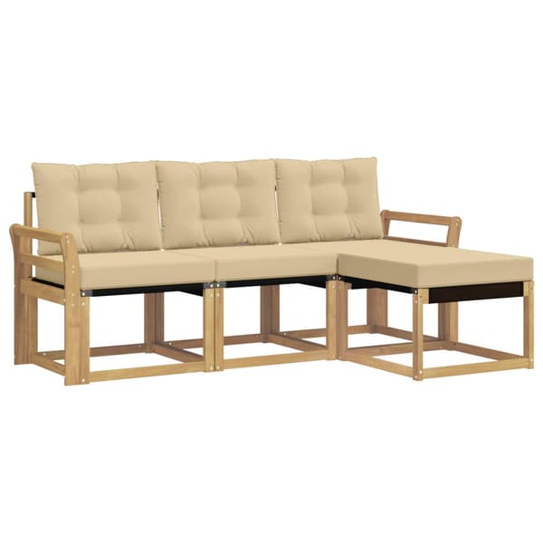 Utomhussoffset med kudde 4 pcs Vit och Beige