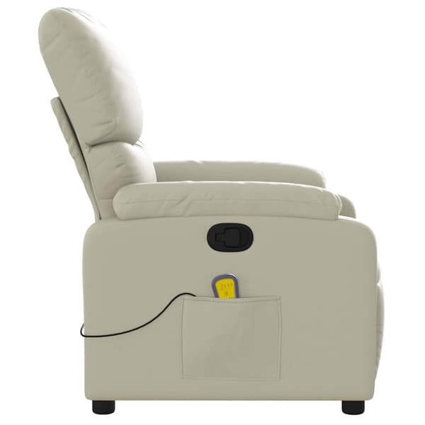 Massagefåtölj krämfärgad konstläder