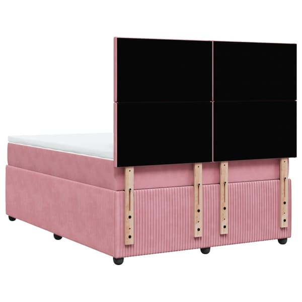 Ramsäng med madrass rosa 140x200 cm sammet