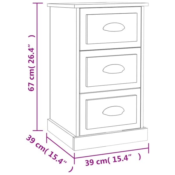 Sängbord vit 39x39x67 cm konstruerat trä