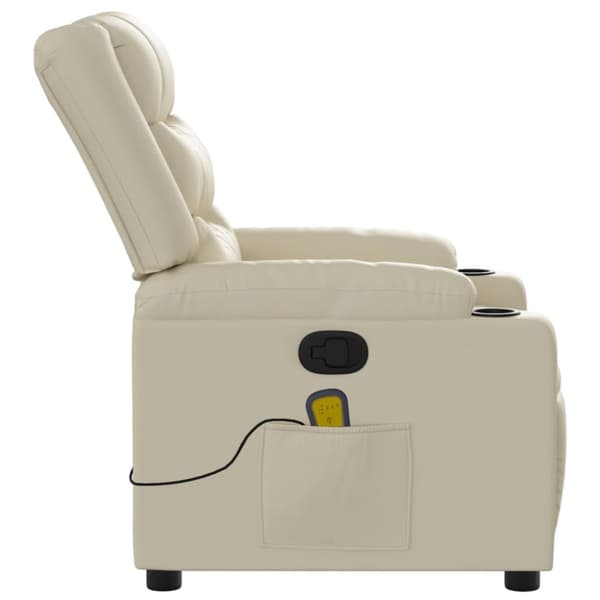 Massagefåtölj krämfärgad konstläder