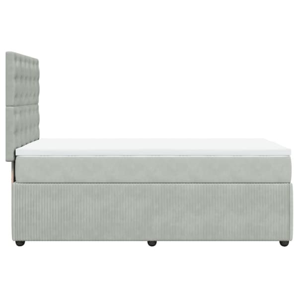 Ramsäng med madrass ljusgrå 100x200 cm sammet