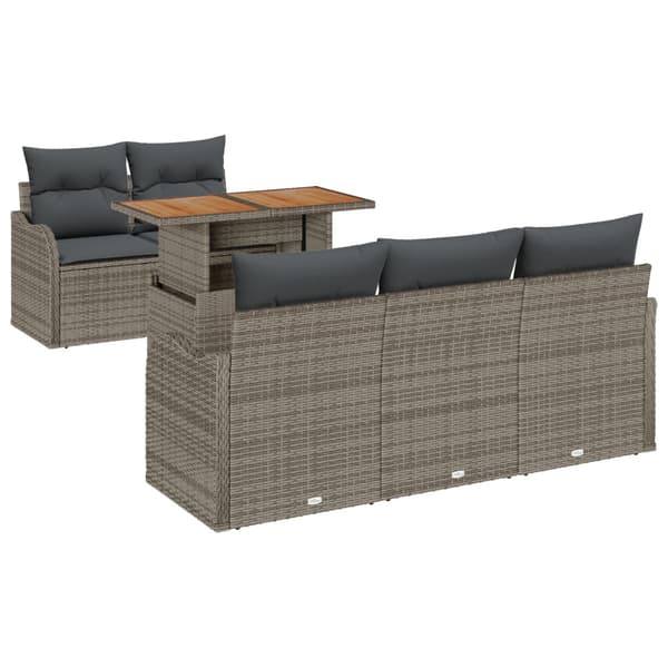 Trädgårdsoffset med lagring 6 pcs Grå Poly rattan