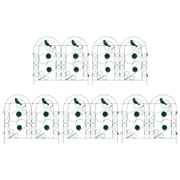 Trädgårdsstängsel 5 pcs Grön Stål