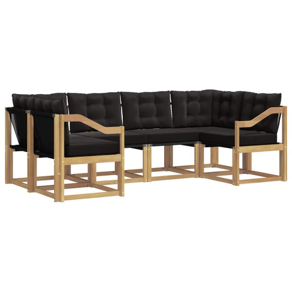 Utomhussoffset med kudde 6 pcs Vit och svart