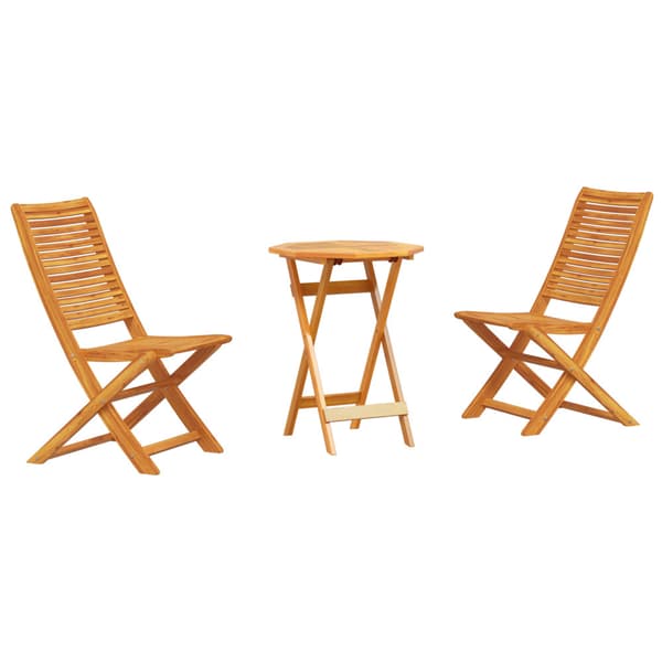 Fällbart bistroset 3 pcs Brun Massivt Akaciaträ