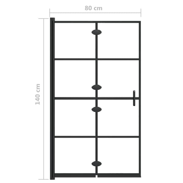 Duschvägg fällbar ESG 80x140 cm svart