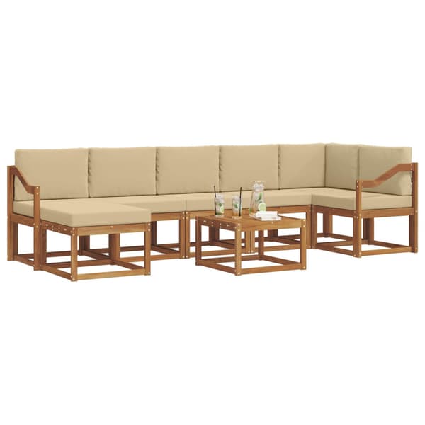 Utomhussoffset med kudde 8 pcs Naturlig och Beige