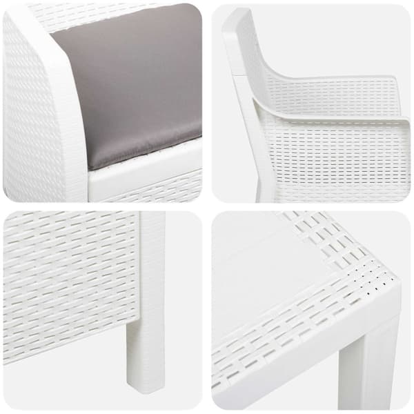 Lounge-set med kudde 3 pcs Vit PP