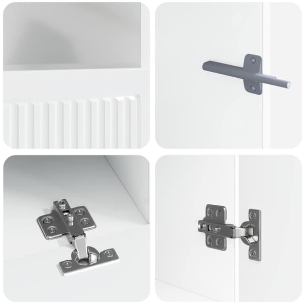 5-delars LED TV-bänk Vit högglans Konstruerat trä