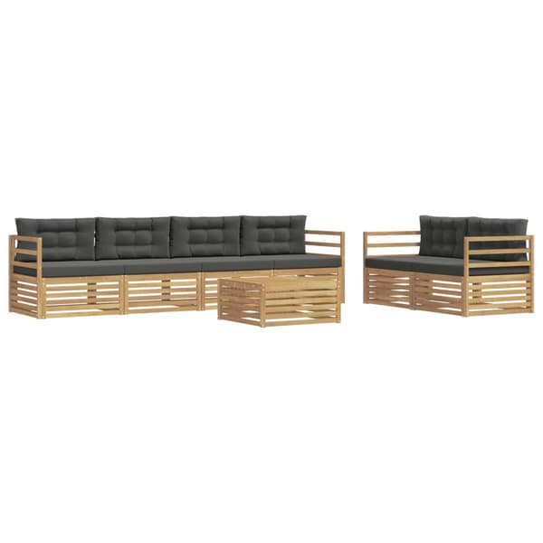 Utomhussoffset med kudde 7 pcs Vit och antracit Polyester