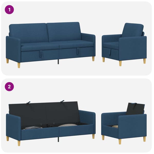 Soffgrupp med förvaring 2 pcs Blå Polyester