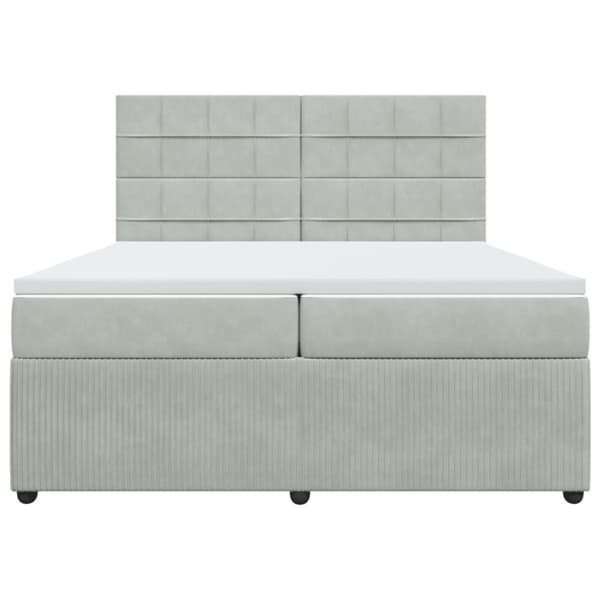 Ramsäng med madrass ljusgrå 200x200 cm sammet