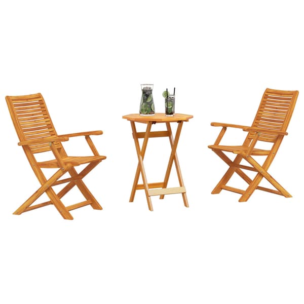 Fällbart bistroset 3 pcs Brun Massivt Akaciaträ