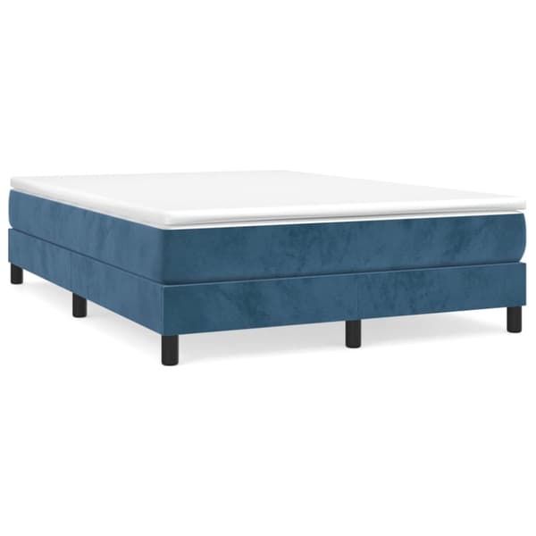 Boxspring-sängram mörkblå 140x200 cm sammet