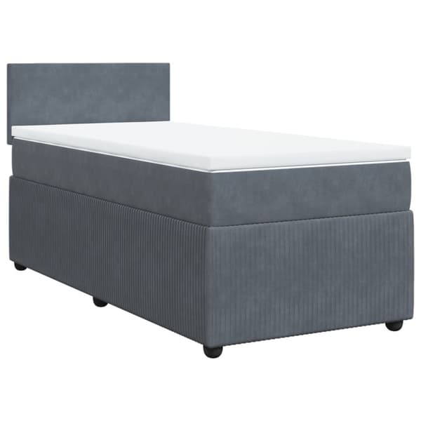 Ramsäng med madrass mörkgrå 90x190 cm sammet