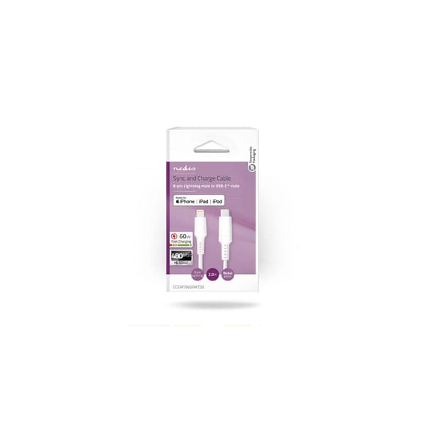 Kabel NEDIS Lightning - USB-C 2m vit
