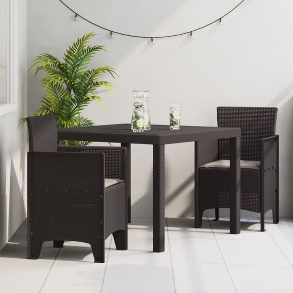 Trädgårdsmöbelset 3 st Brun Polypropylen