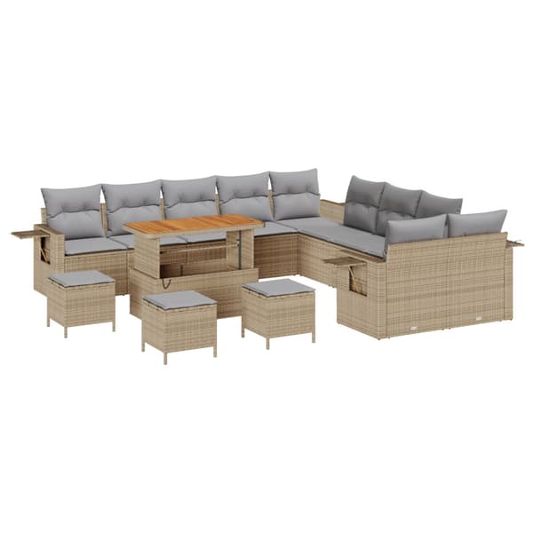 Trädgårdsoffset 14 pcs Beige konstrotting