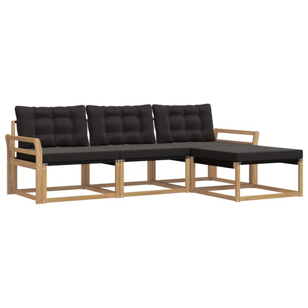Utomhussoffset med kudde 4 pcs Vit och svart