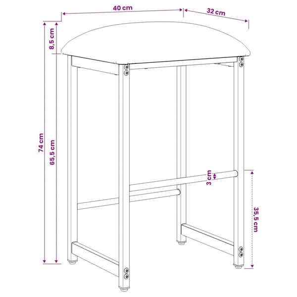 Barpall Blå 40 x 32 x 74 cm Konstruerat trä