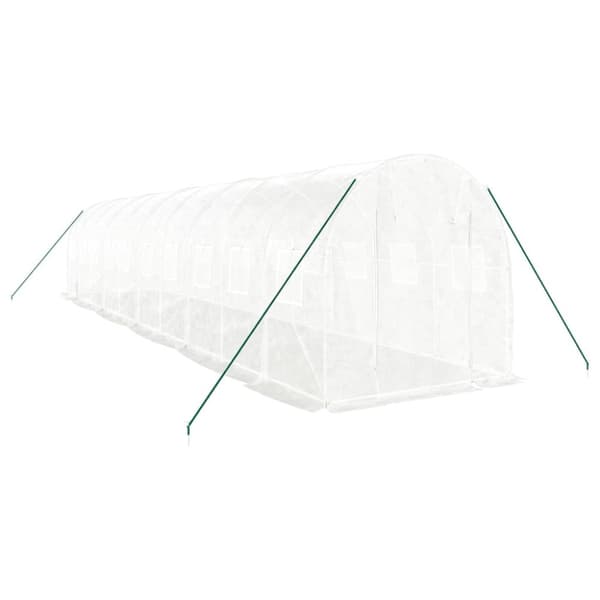 Växthus med stålram vit 20 m² 10x2x2 m