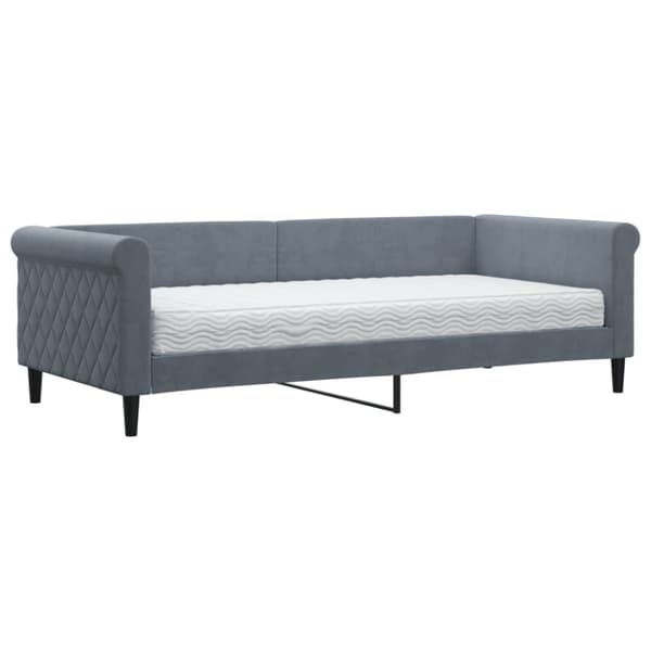 Dagbädd med madrass mörkgrå 90x200 cm sammet