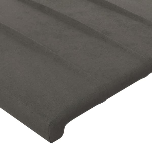 Sänggavel LED mörkgrå 100x5x118/128 cm sammet