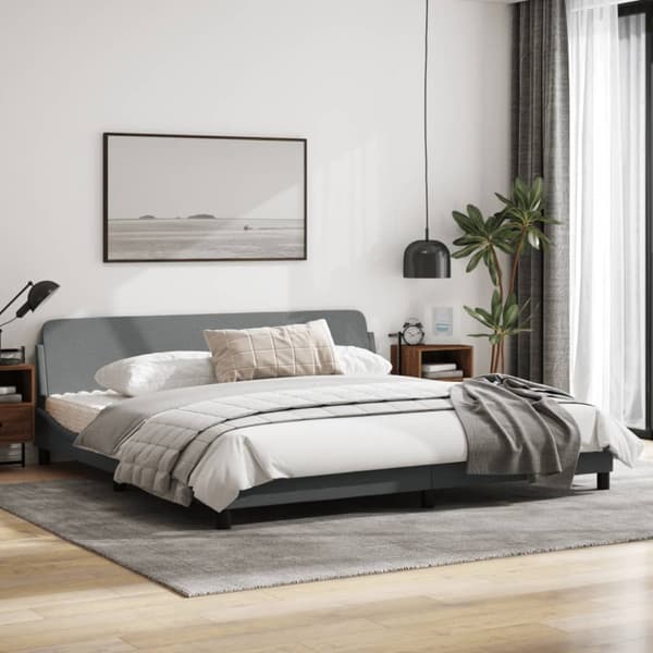 Bed Frame "Dover" Light Grey 200x200 cm Fabric