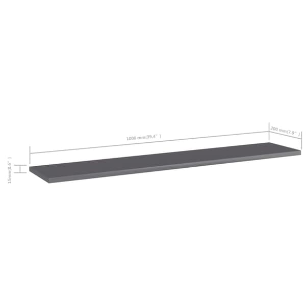 Hyllplan 4 st grå högglans 100x20x1,5 cm konstruerat trä